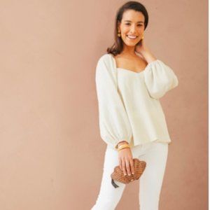 Tuckernuck linen puff sleeve top